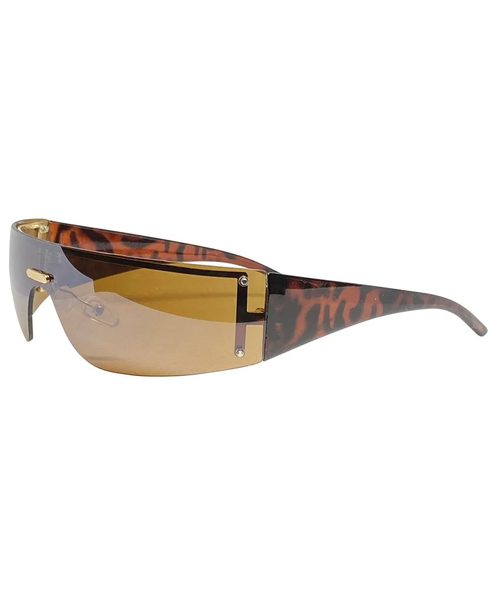 VIZION Gold/Brown Shield Sunnies sold by Giant Vintage product image thumbnail 2