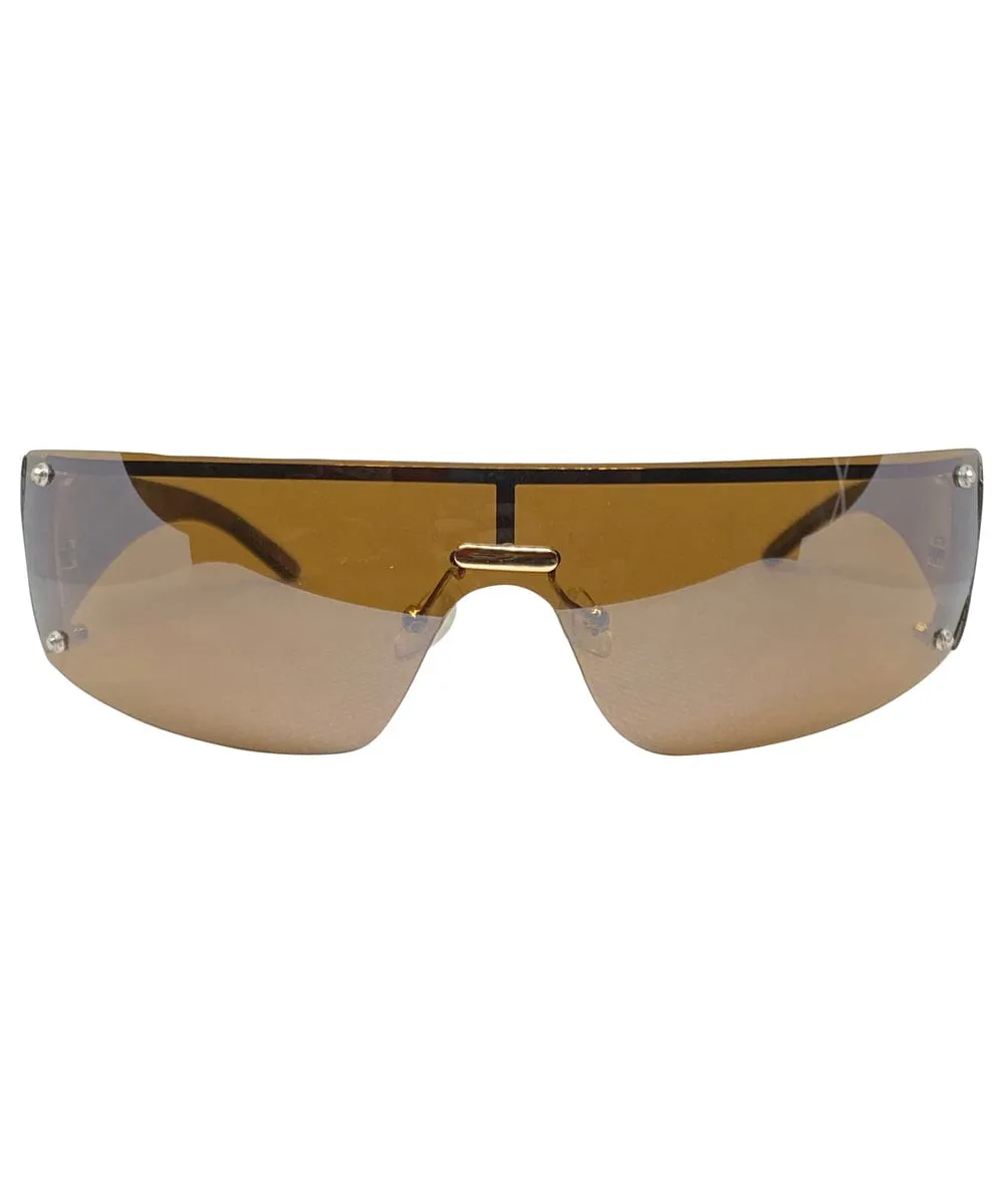 VIZION Gold/Brown Shield Sunnies sold by Giant Vintage product image thumbnail 3