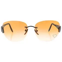 TASTY Orange/Heart Rimless Rhinestone Sunglasses sold by Giant Vintage