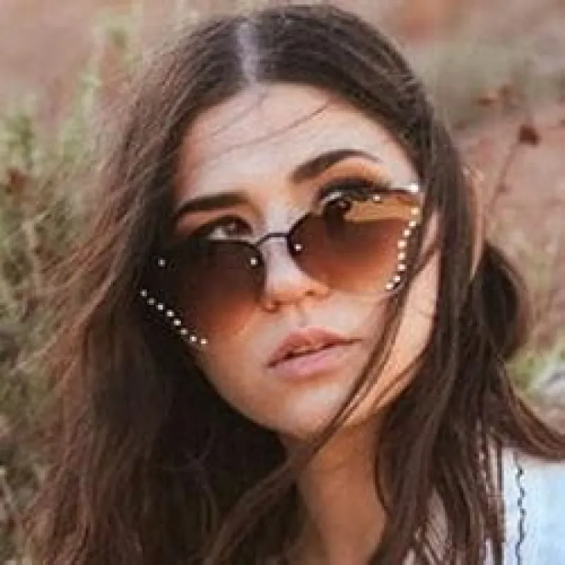 CHRYSALIS Brown Rimless Sunglasses sold by Giant Vintage