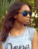 POTTS Black/Blue Aviator Sunglasses sold by Giant Vintage