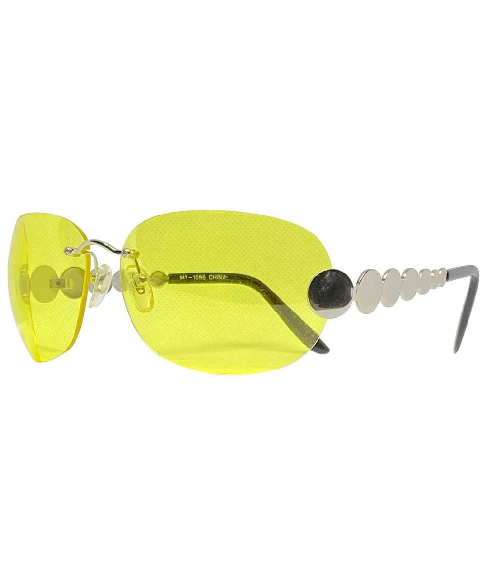 TASTY Silver/ Yellow Rimless Sunglasses sold by Giant Vintage product image thumbnail 2