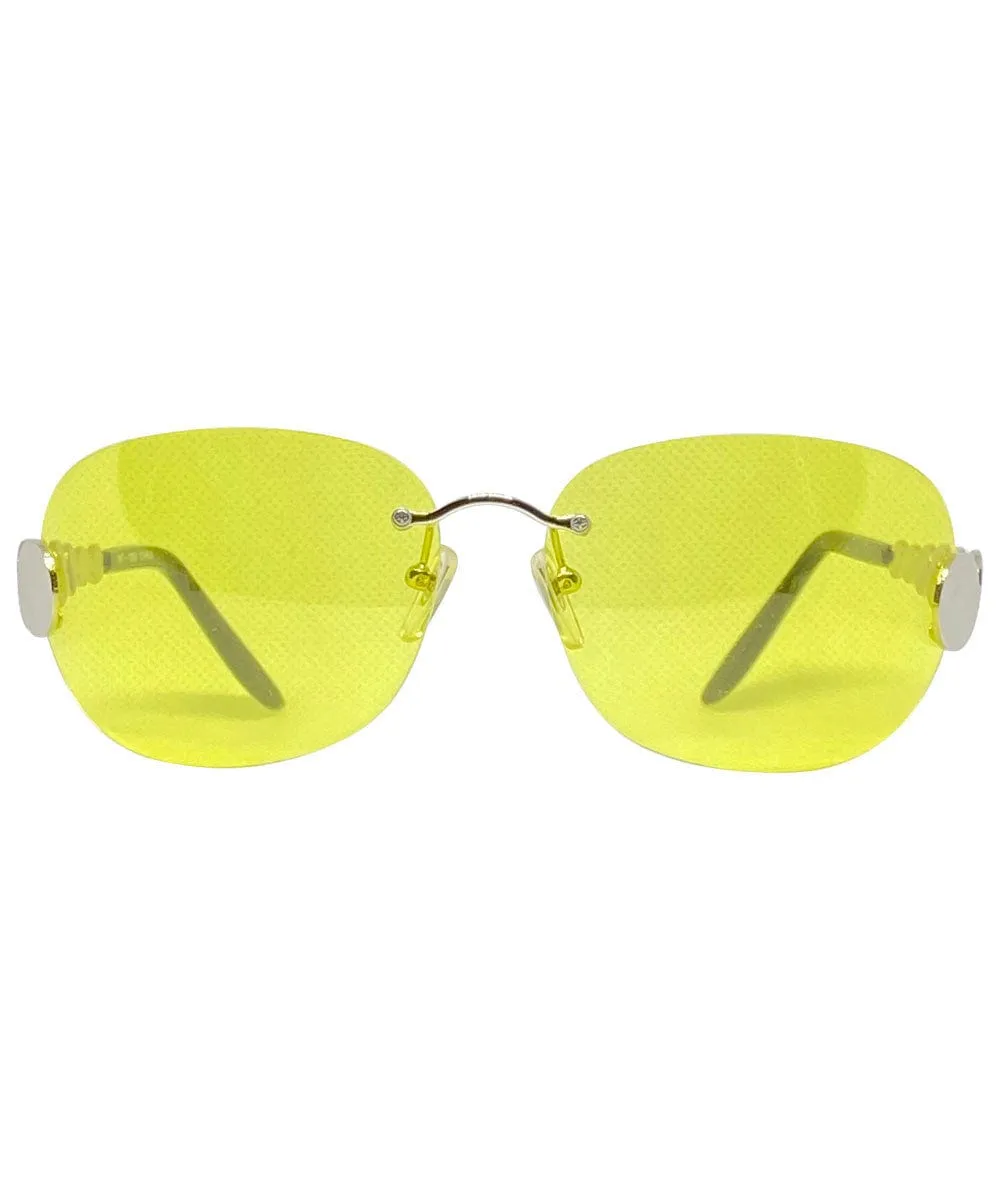 TASTY Silver/ Yellow Rimless Sunglasses sold by Giant Vintage product image thumbnail 3