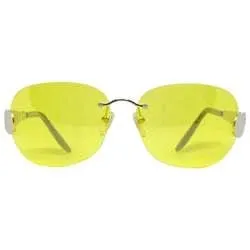 TASTY Silver/ Yellow Rimless Sunglasses sold by Giant Vintage
