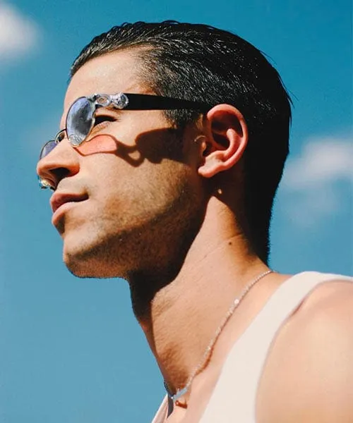 SLIPPERY Silver/Blue Oval Sunglasses sold by Giant Vintage product image thumbnail 4