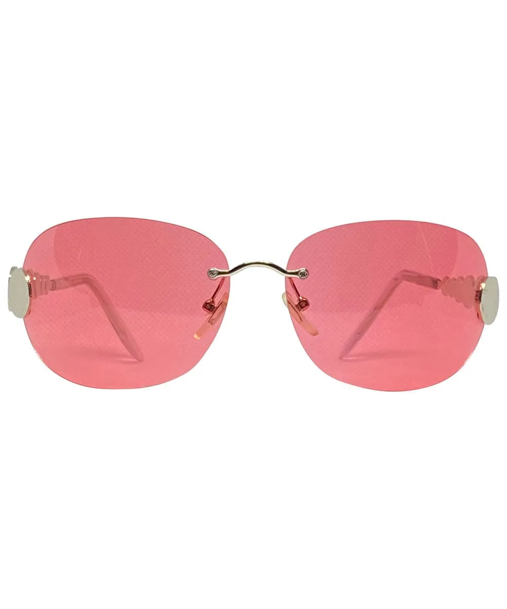 TASTY Silver/Pink Rimless Sunglasses sold by Giant Vintage product image thumbnail 3