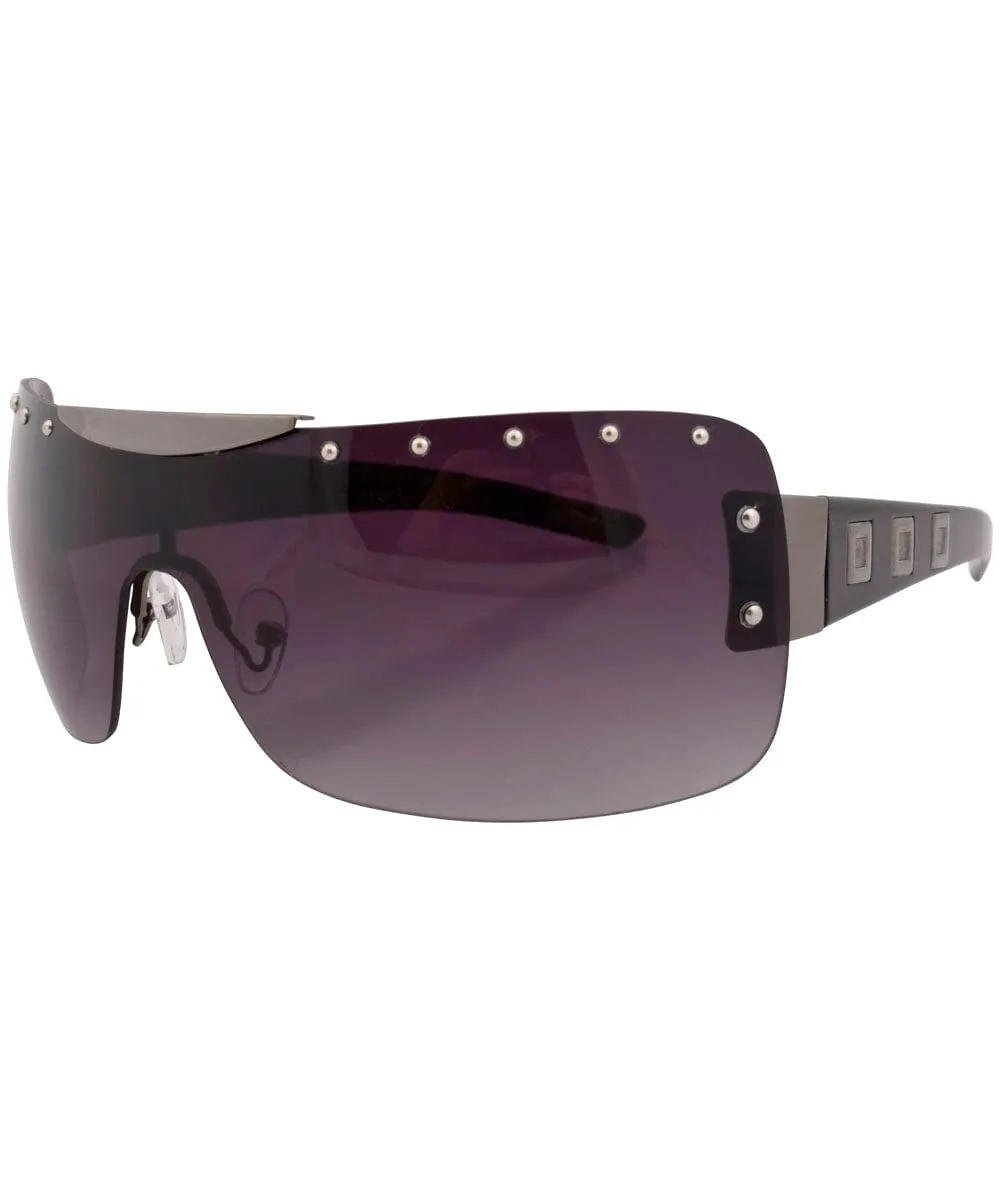EUROBEAT Gunmetal Shield Sunglasses sold by Giant Vintage product image thumbnail 2