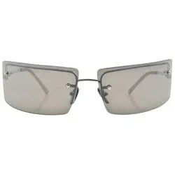 LE VRAI Silver/Smoke Rimless Sunglasses sold by Giant Vintage