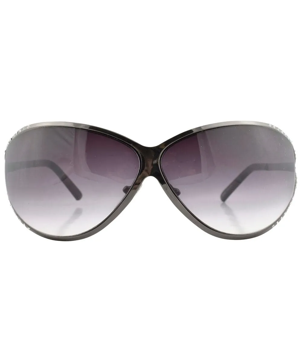 BOTOX Gunmetal/Smoke Oversized Sunglasses sold by Giant Vintage product image thumbnail 3