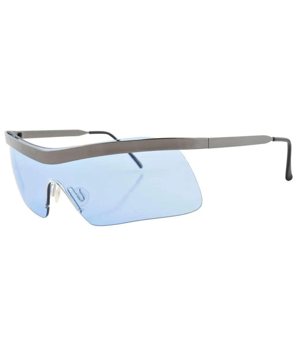SHOWBOAT Blue Rimless Shield Sunglasses sold by Giant Vintage product image thumbnail 2
