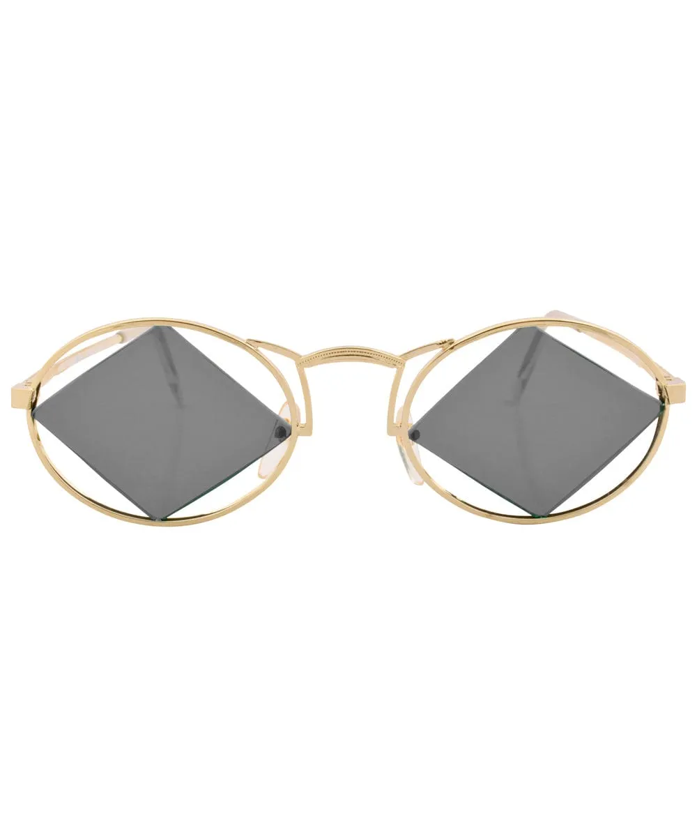 LOVECRAFT Gold/Smoke Oval Sunglasses sold by Giant Vintage product image thumbnail 3