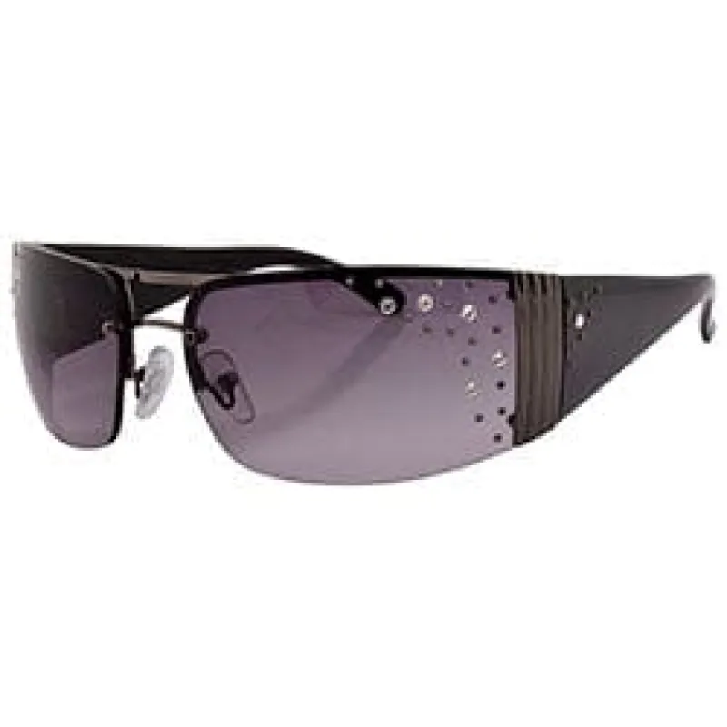 GLAMOURPUSS Gun/Smoke Rimless Sunglasses sold by Giant Vintage