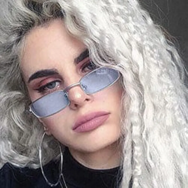 RADDY Silver/Blue Micro Square Sunglasses sold by Giant Vintage