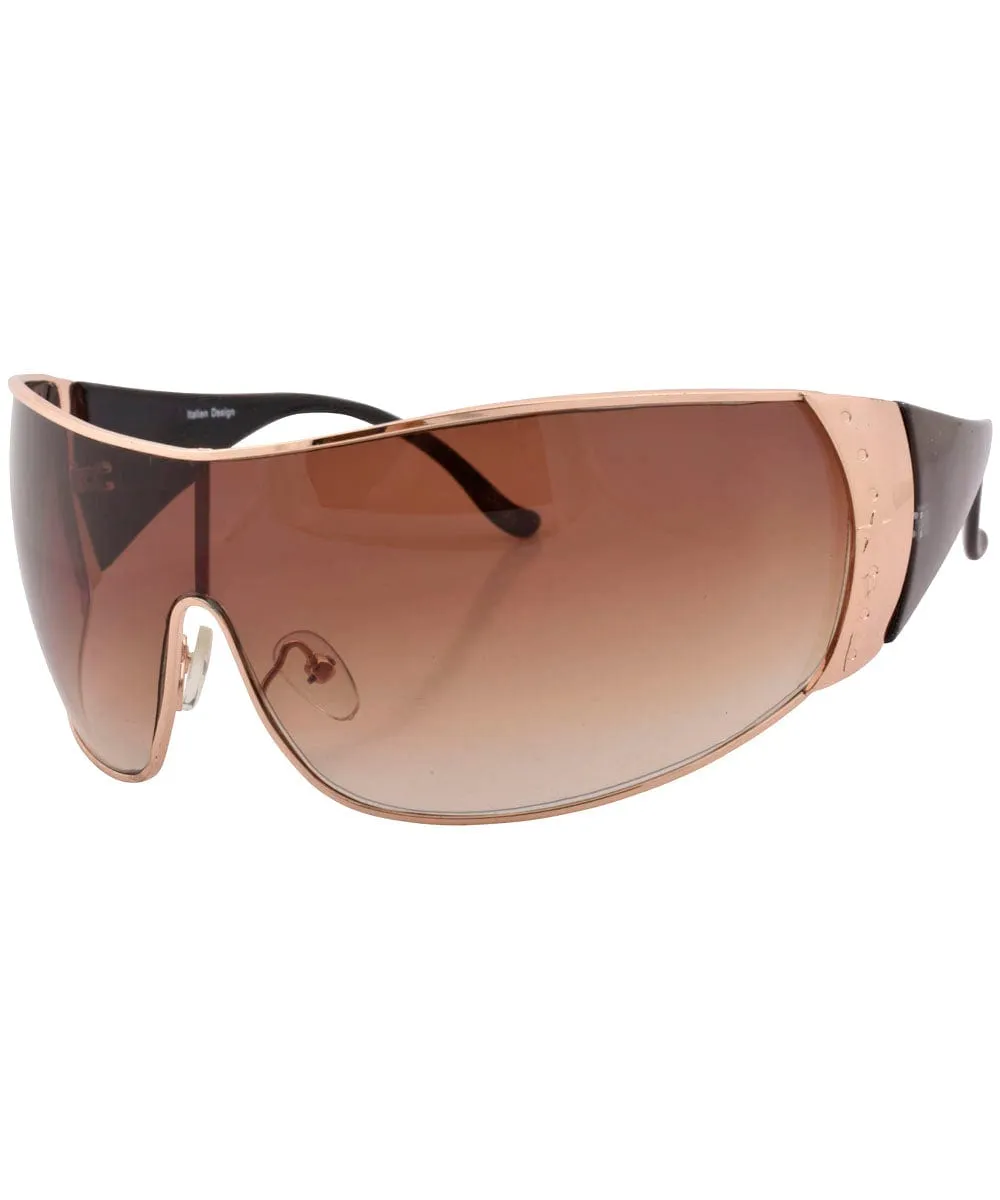 DROPPER Gold/Brown Shield Sunglasses sold by Giant Vintage product image thumbnail 2