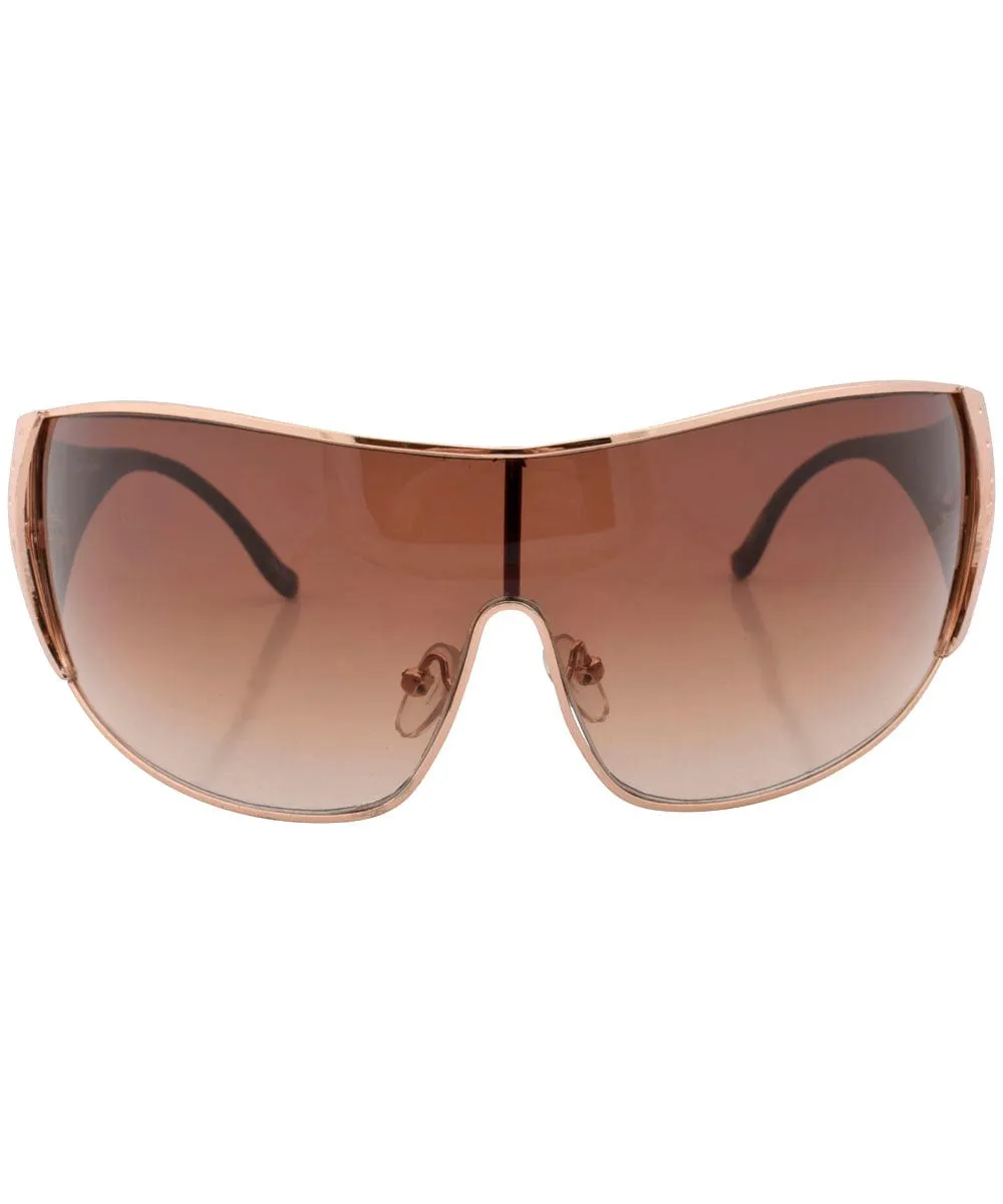 DROPPER Gold/Brown Shield Sunglasses sold by Giant Vintage product image thumbnail 3