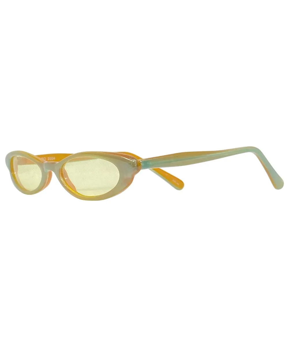 TALLY Yellow / Aqua Trending 90s Cat-Eye Sunglasses sold by Giant Vintage product image thumbnail 2