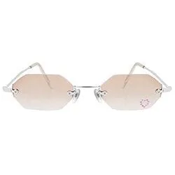 MARY KATE Brown/Heart Rimless Rhinestone Sunglasses sold by Giant Vintage