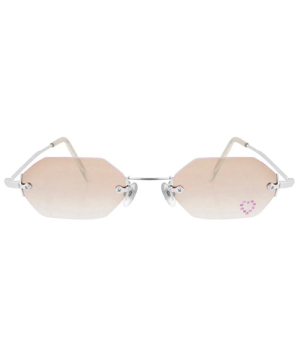 MARY KATE Brown/Heart Rimless Rhinestone Sunglasses sold by Giant Vintage product image thumbnail 3