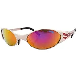 MYTHIC Silver/Hellfire Oval Sunglasses sold by Giant Vintage