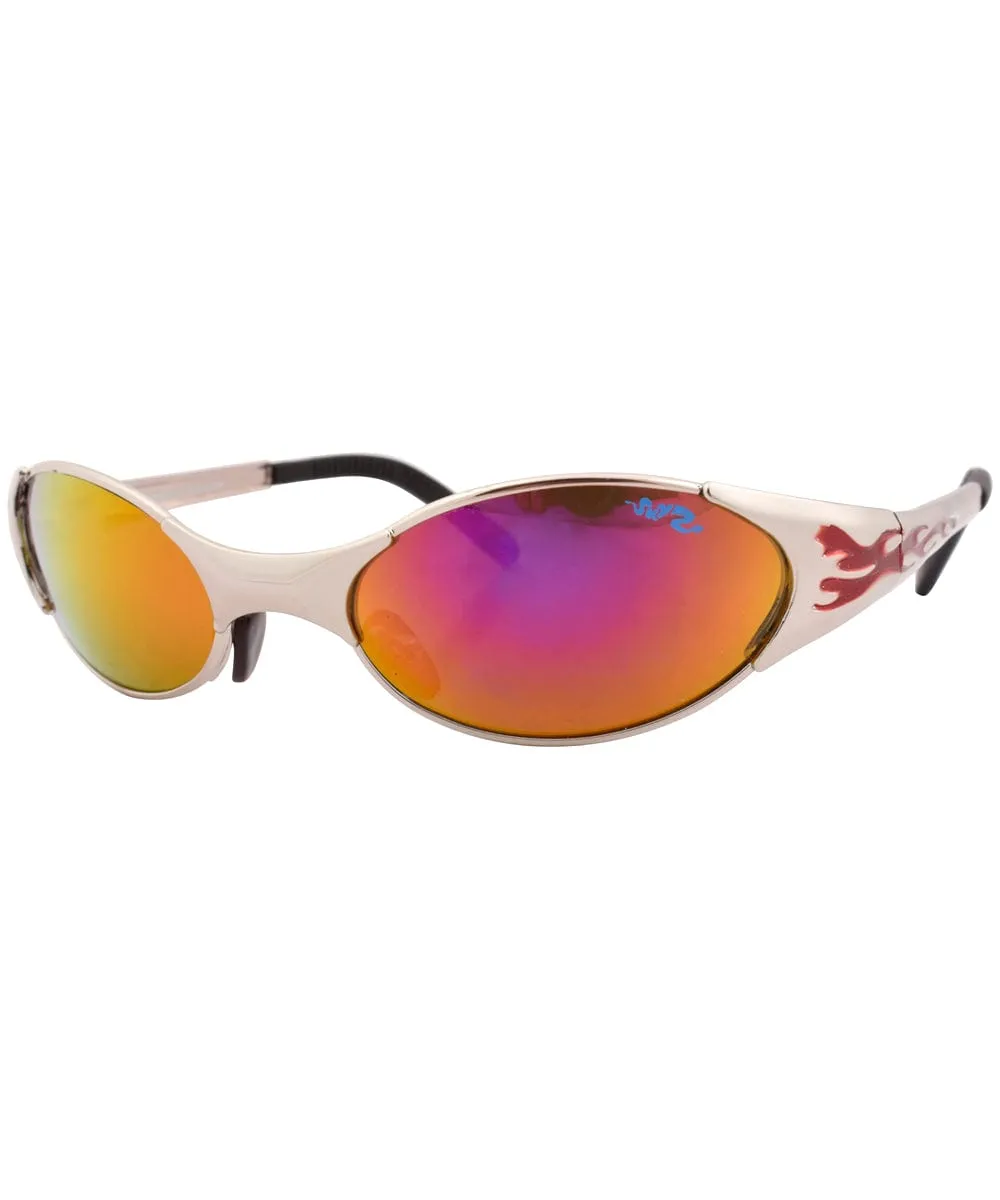 MYTHIC Silver/Hellfire Oval Sunglasses sold by Giant Vintage product image thumbnail 3