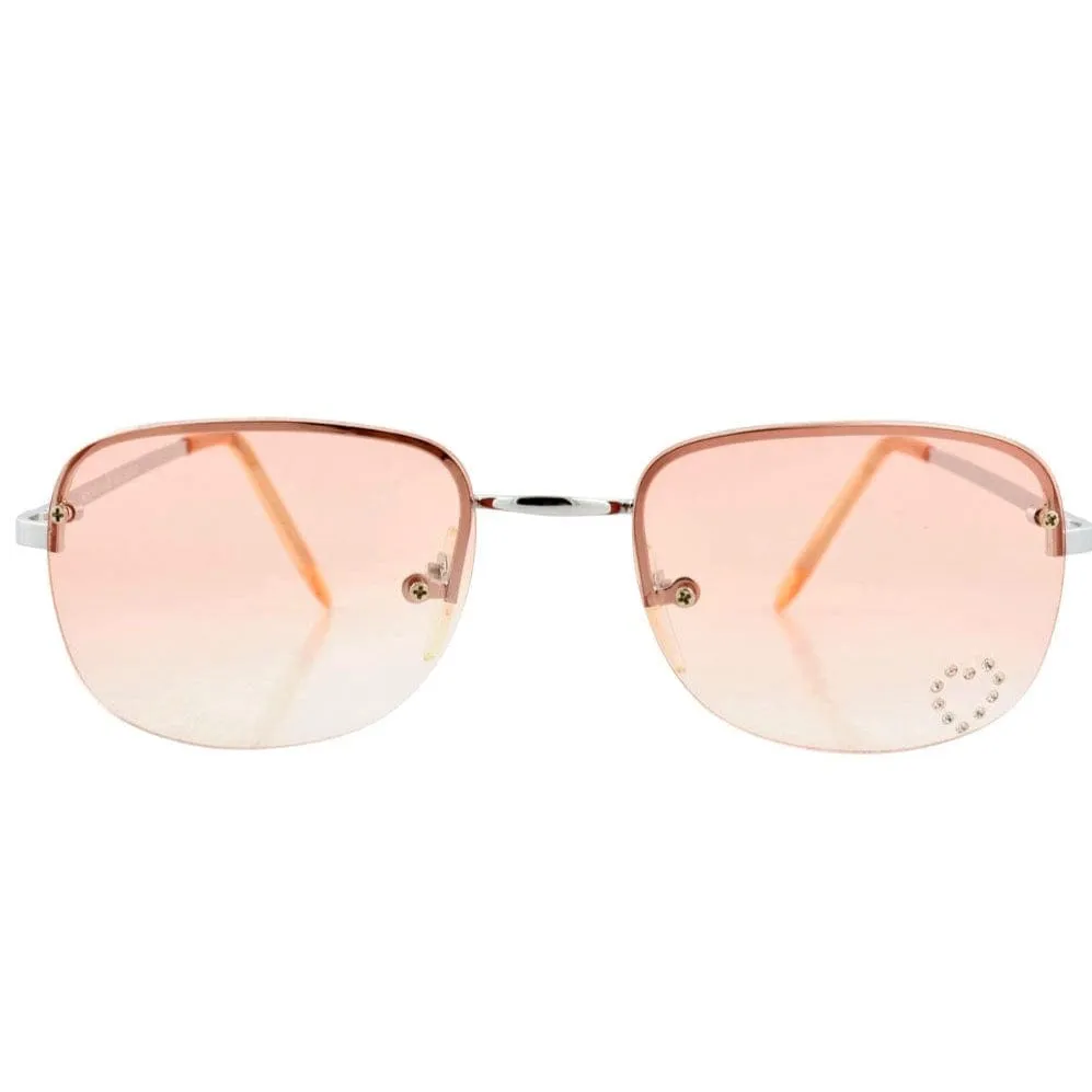 BIRTHDAY Orange Heart Rimless Sunglasses sold by Giant Vintage