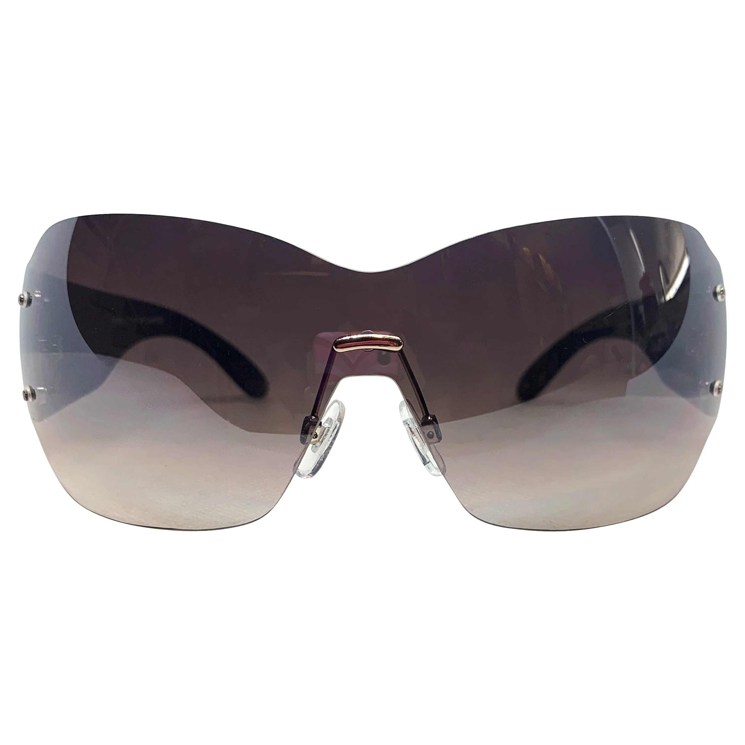 DAWN Tattoo Art Y2K Shield Sunglasses: Black/Smoke Heart Skull sold by Giant Vintage product image thumbnail 2