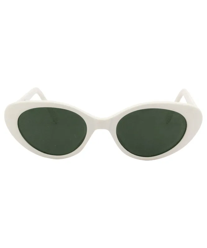 TABITHA White/Green Cat-Eye Sunglasses sold by Giant Vintage