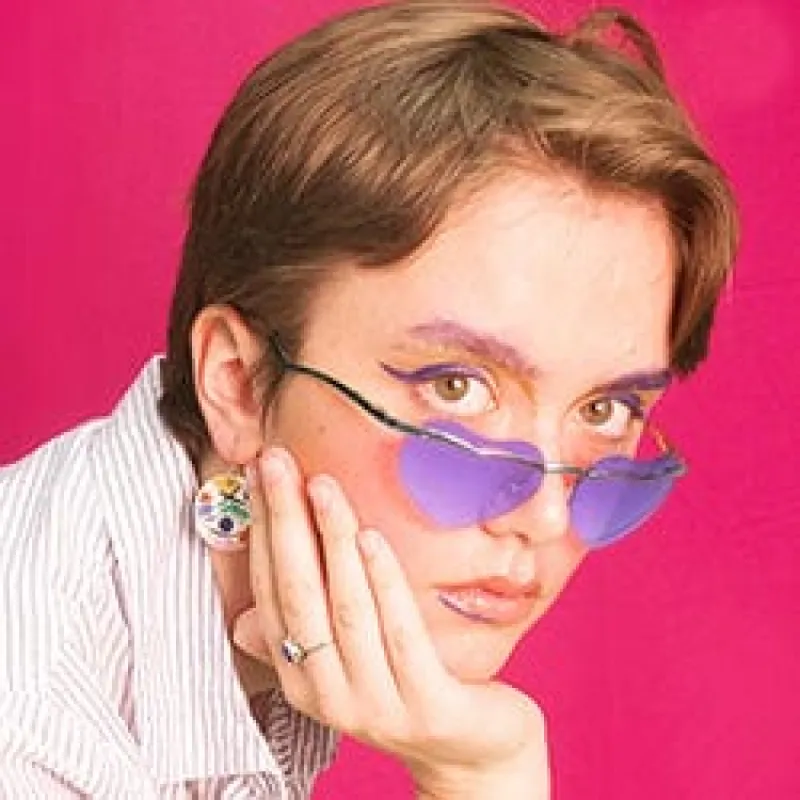 ADORE Purple Rimless Sunglasses sold by Giant Vintage