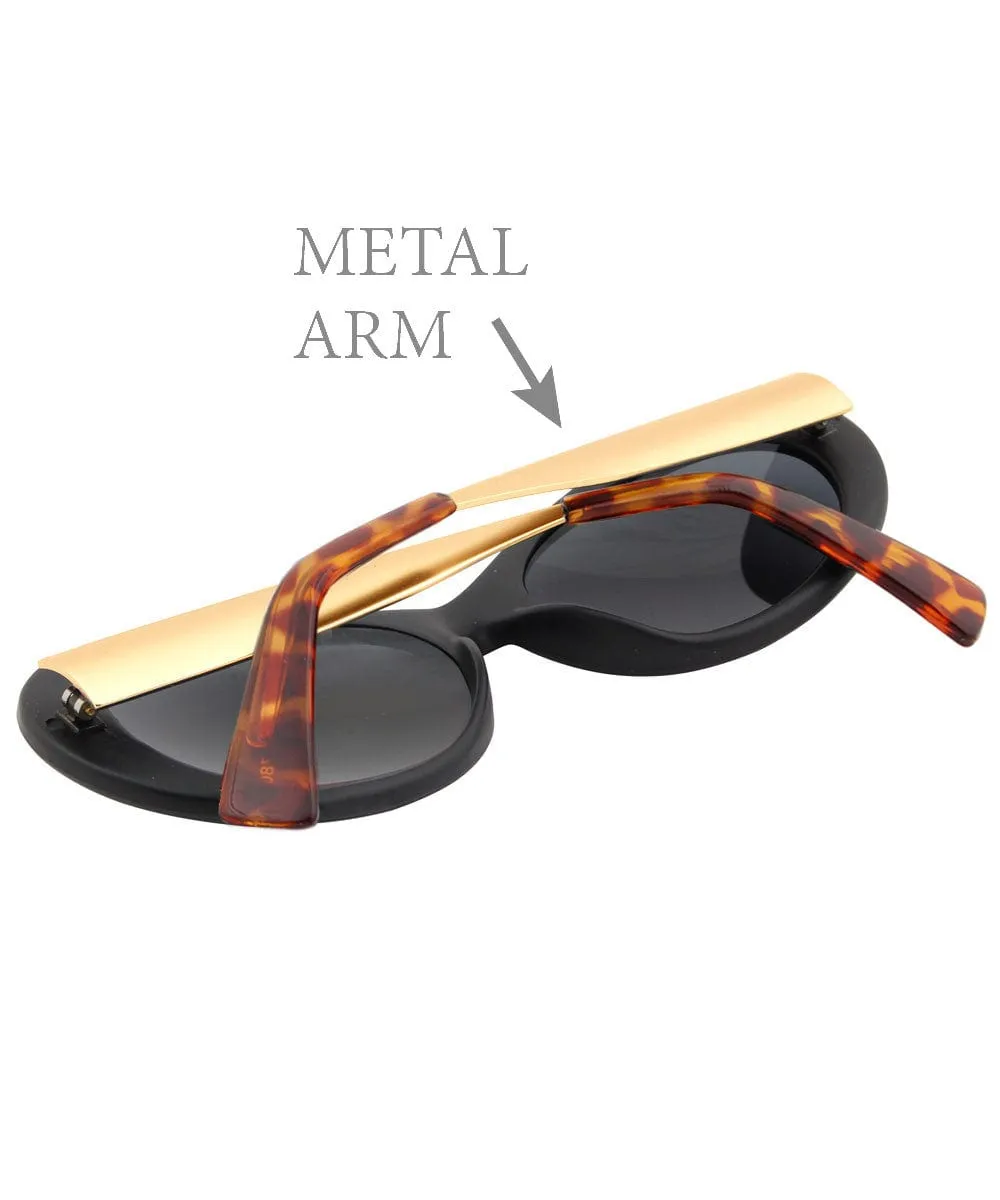 YOUTH Black/Gold Oval Sunglasses sold by Giant Vintage product image thumbnail 2