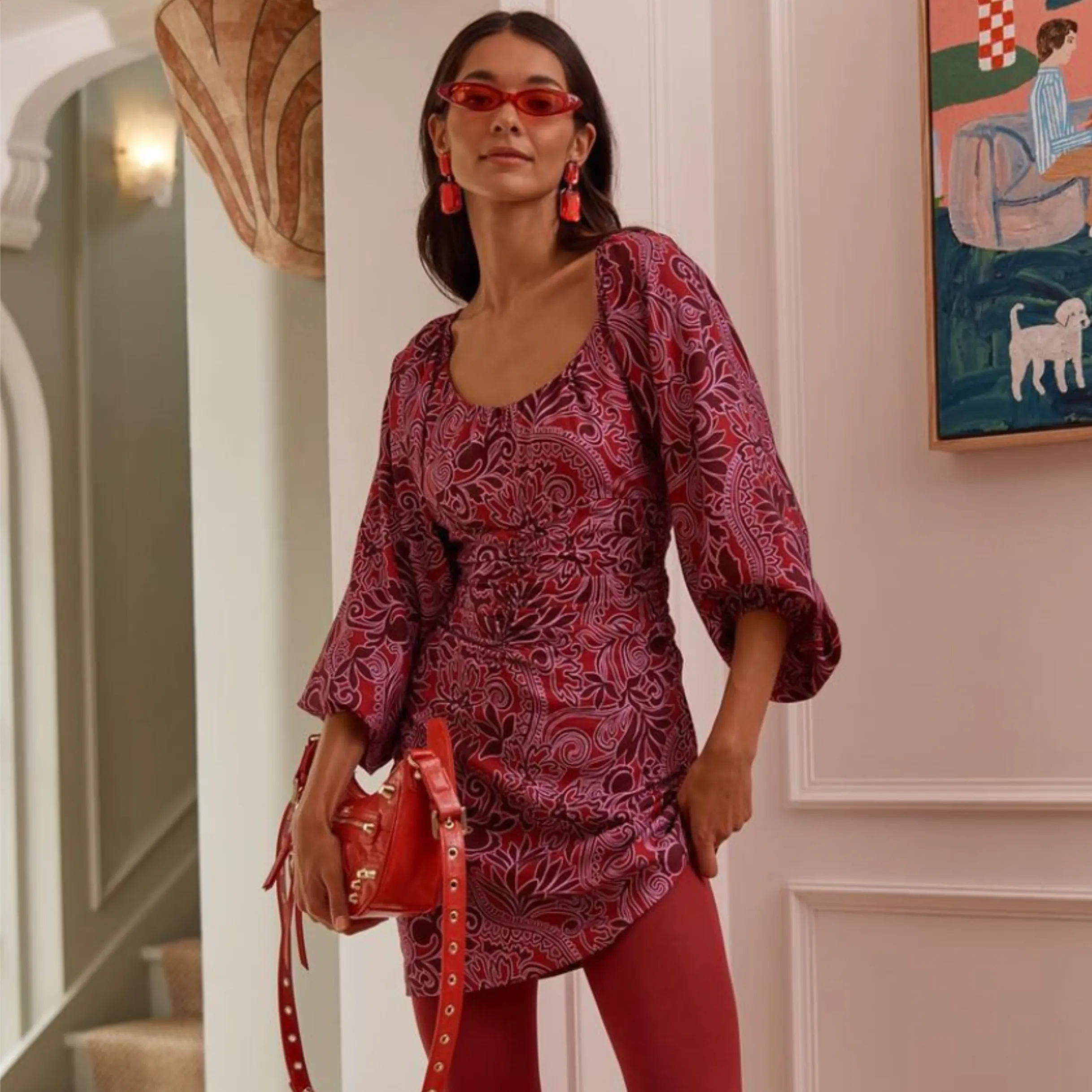 CAROLINA Crystal Red Slim Cat-Eye Sunglasses sold by Giant Vintage product image thumbnail 2