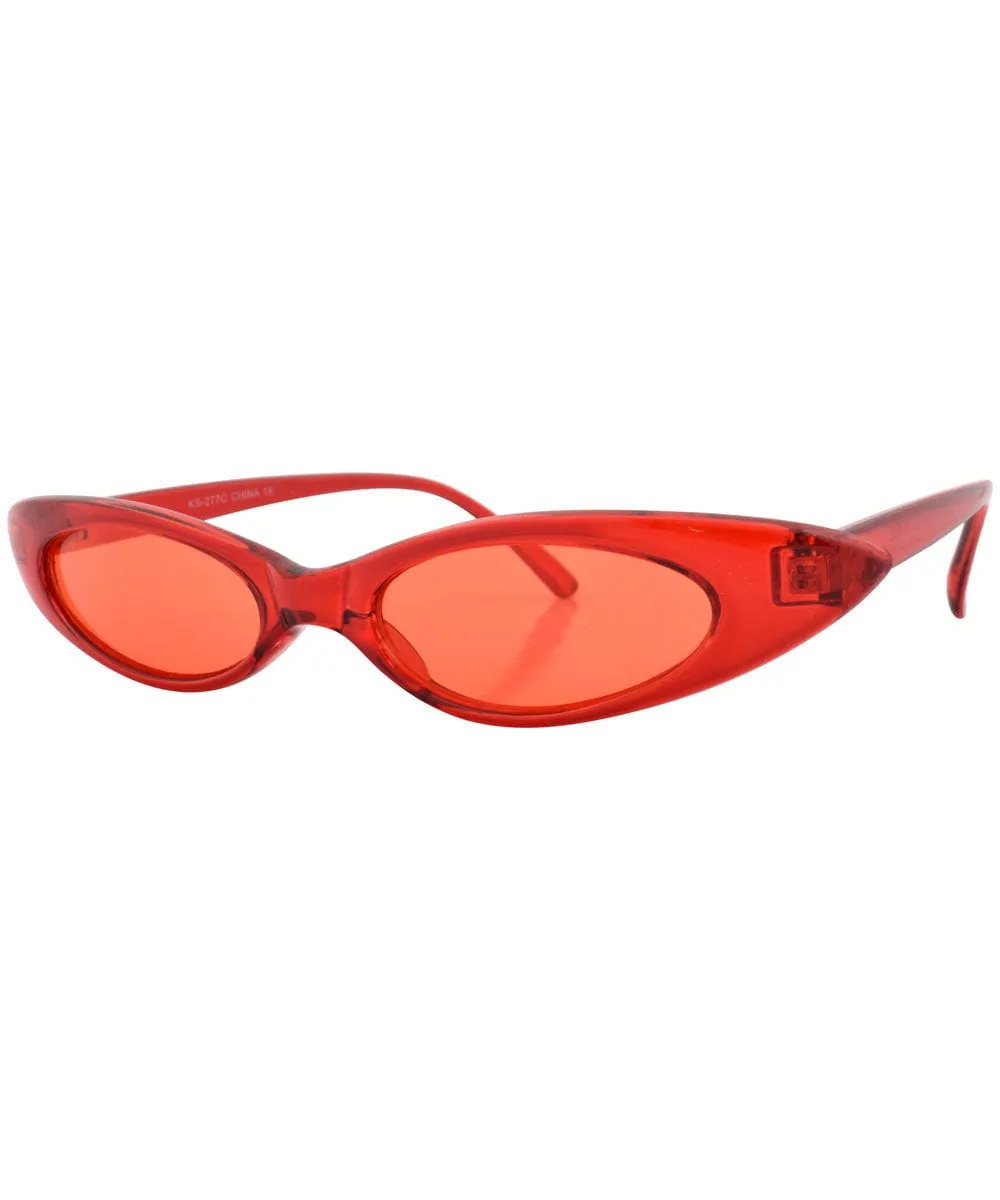 CAROLINA Crystal Red Slim Cat-Eye Sunglasses sold by Giant Vintage