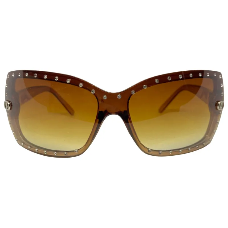 ANGELES Brown Jelly Y2K Square Sunglasses sold by Giant Vintage