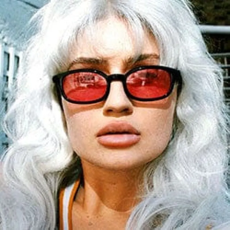 DIABLO Red Classic Square Colored Sunglasses sold by Giant Vintage