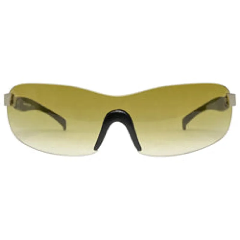 DEXTER Amber/gunmetal Rimless Shield Sunglasses sold by Giant Vintage