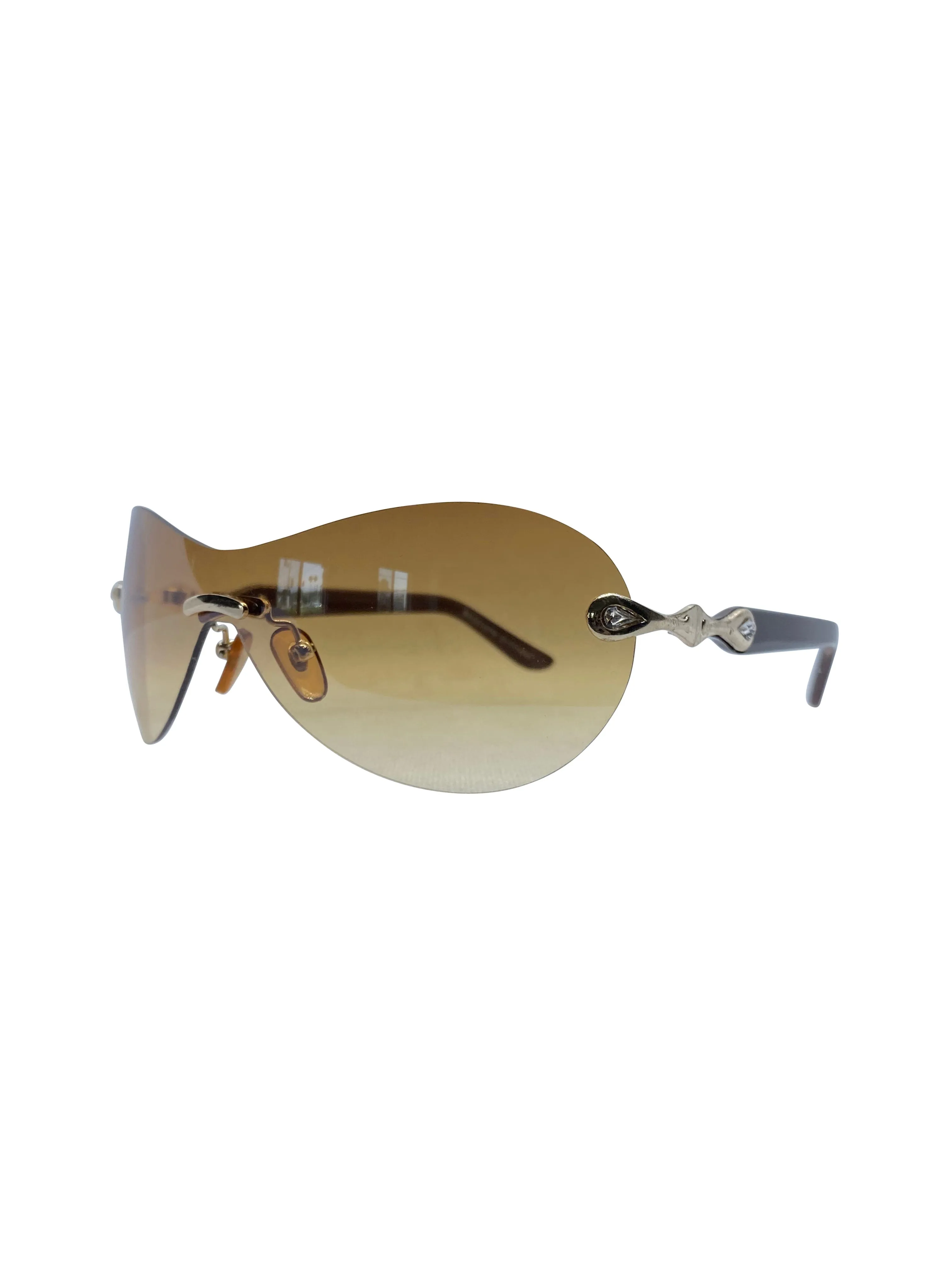 DEW DROP Amber Rimless Sunglasses sold by Giant Vintage product image thumbnail 2