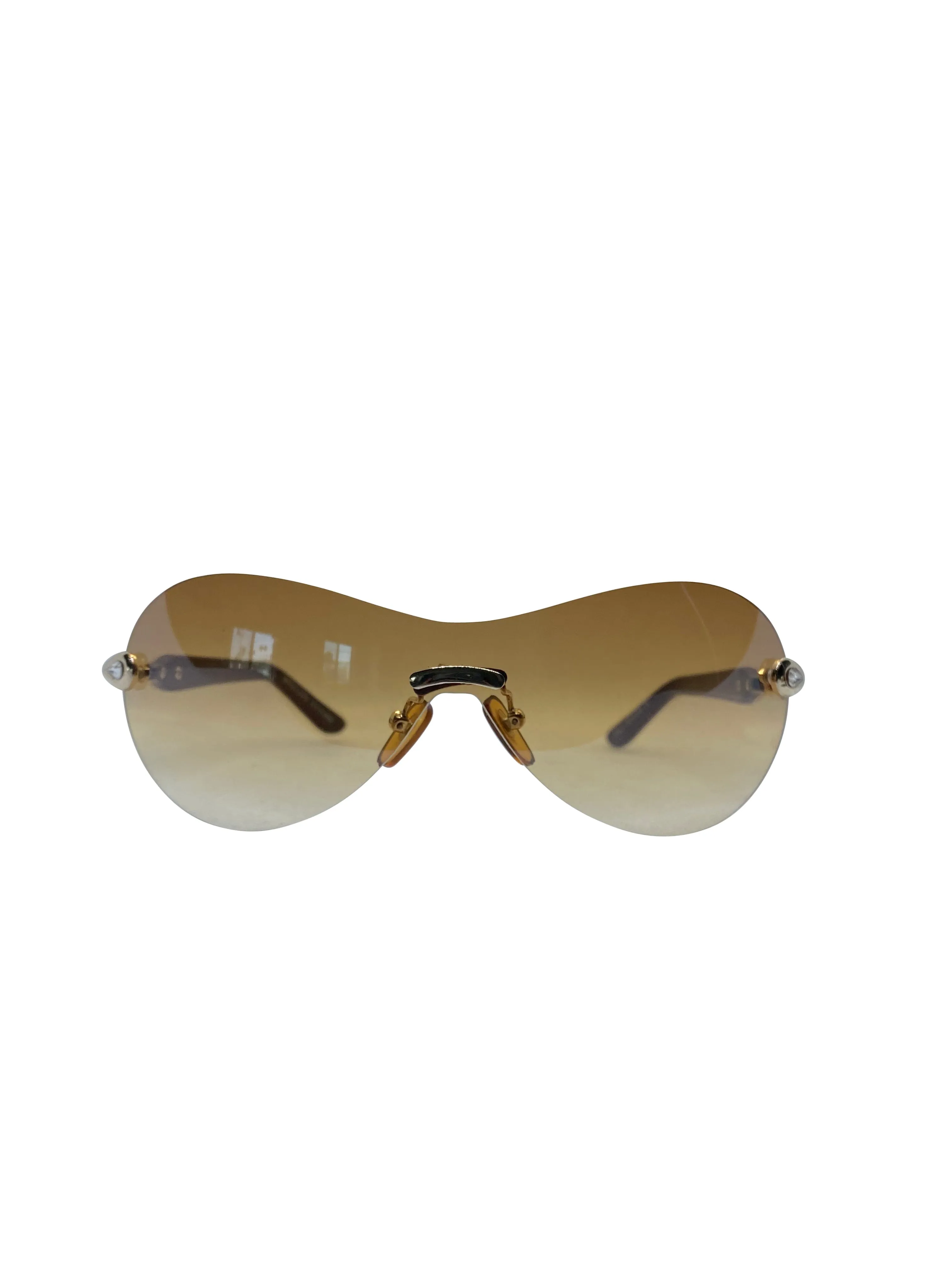 DEW DROP Amber Rimless Sunglasses sold by Giant Vintage
