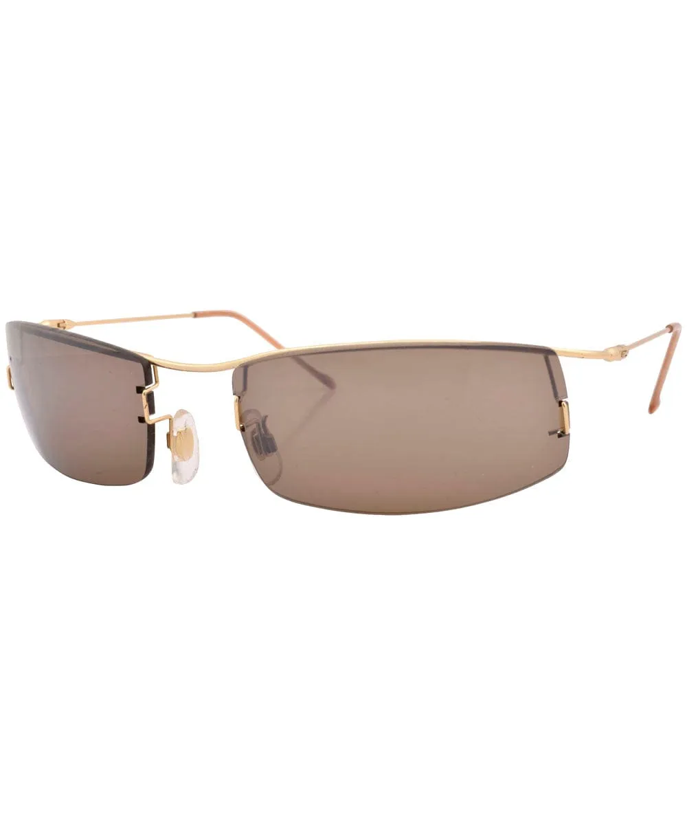 SLICKTATOR Gold/Brown Rimless Sunglasses sold by Giant Vintage product image thumbnail 2
