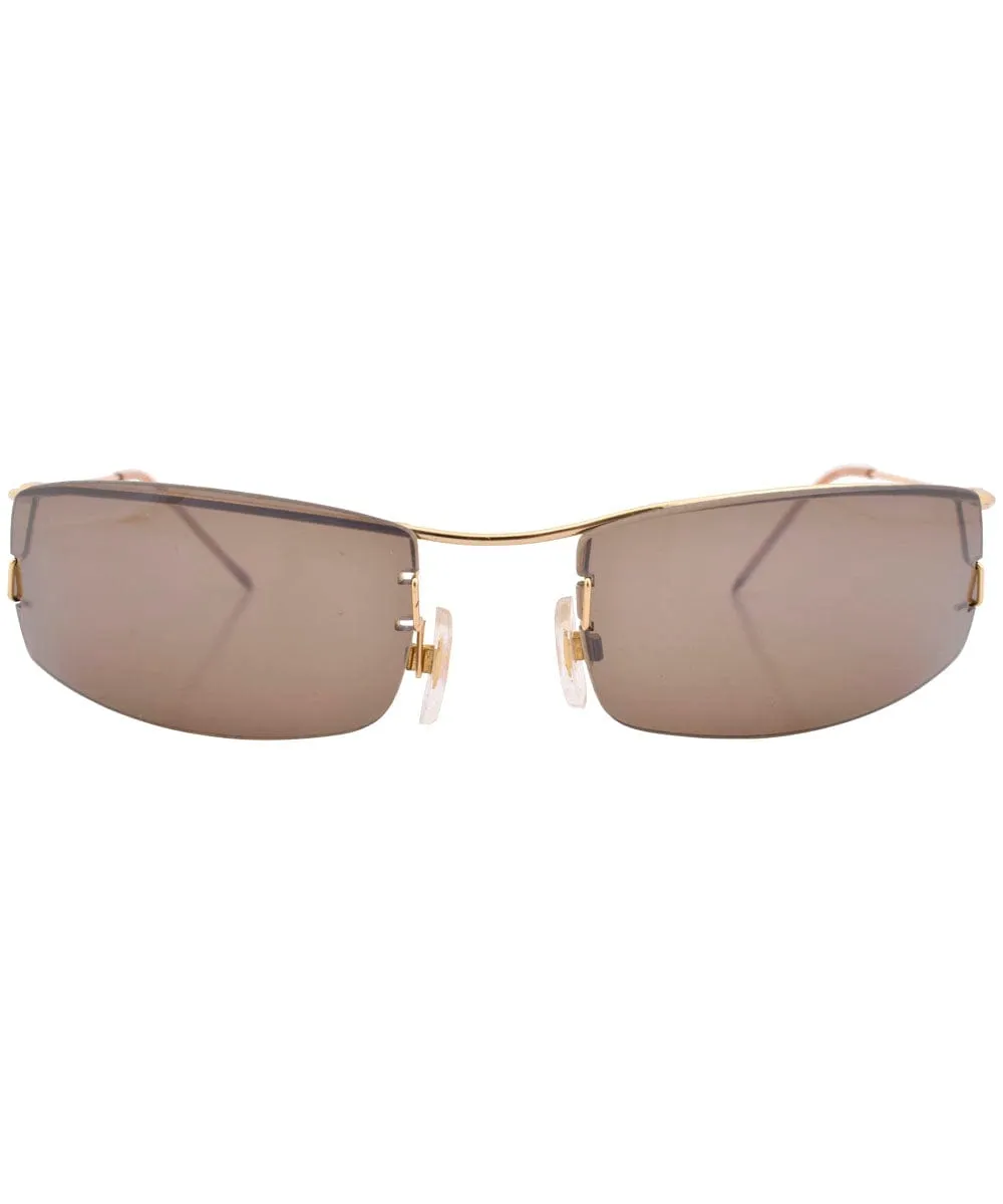 SLICKTATOR Gold/Brown Rimless Sunglasses sold by Giant Vintage product image thumbnail 3