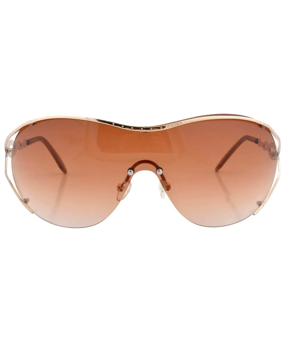 FLAVOR Gold/Brown Oversized Sunglasses sold by Giant Vintage product image thumbnail 3