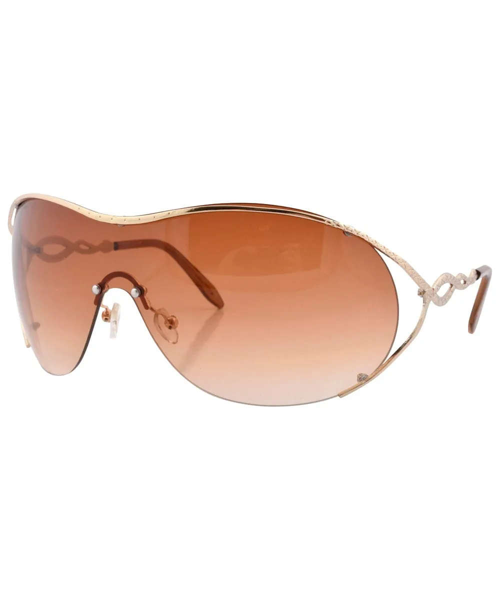 FLAVOR Gold/Brown Oversized Sunglasses sold by Giant Vintage product image thumbnail 2