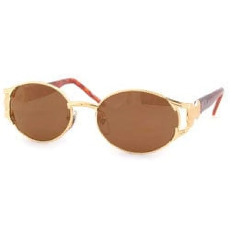 WICKLOW Gold/Brown Oval Sunglasses sold by Giant Vintage