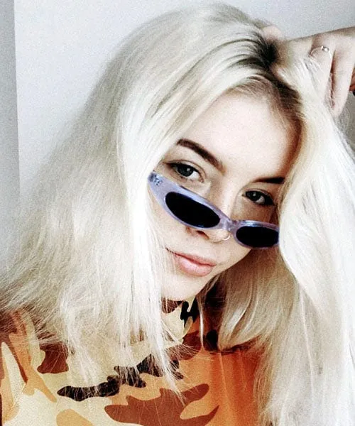 CAROLINA Crystal Blue Slim Cat-Eye Sunglasses sold by Giant Vintage product image thumbnail 4