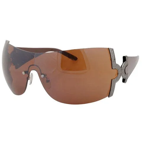 NICOLE Gunmetal/Brown Shield Sunglasses sold by Giant Vintage
