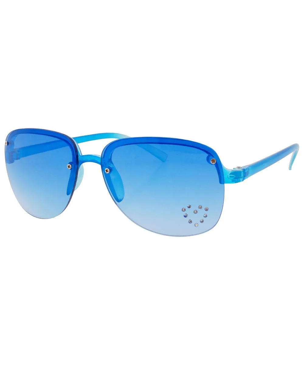 SPRINGY Blue/Heart Rimless Sunglasses sold by Giant Vintage product image thumbnail 2