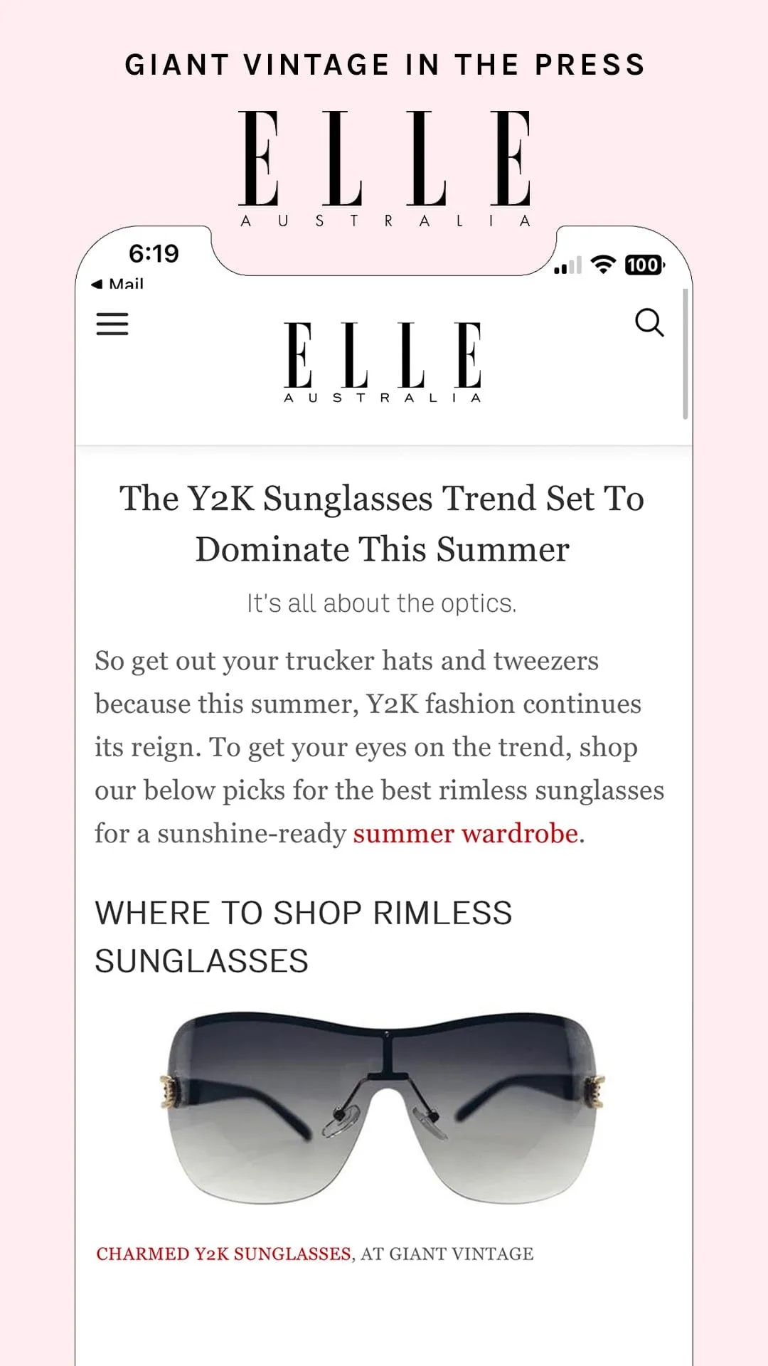 CHARMED Pink Y2k Sunglasses sold by Giant Vintage product image thumbnail 3