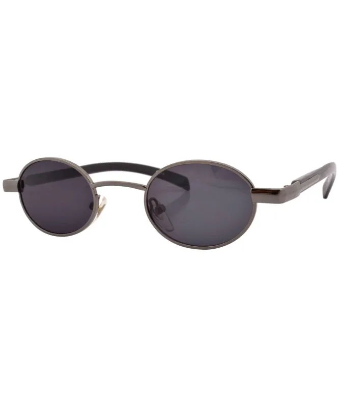 BUNCHES Gunmetal Slim Oval Sunglasses sold by Giant Vintage