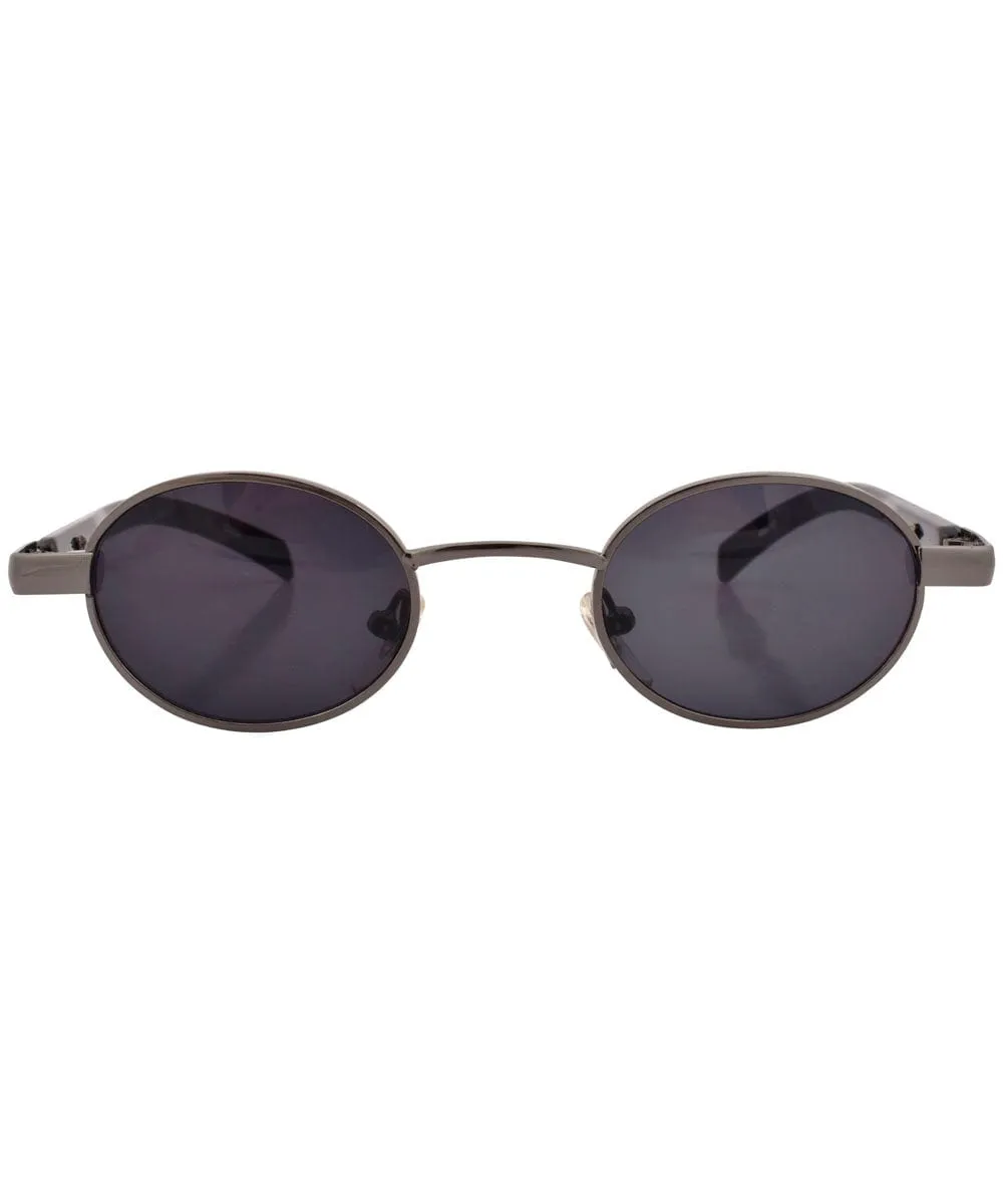 BUNCHES Gunmetal Slim Oval Sunglasses sold by Giant Vintage product image thumbnail 2