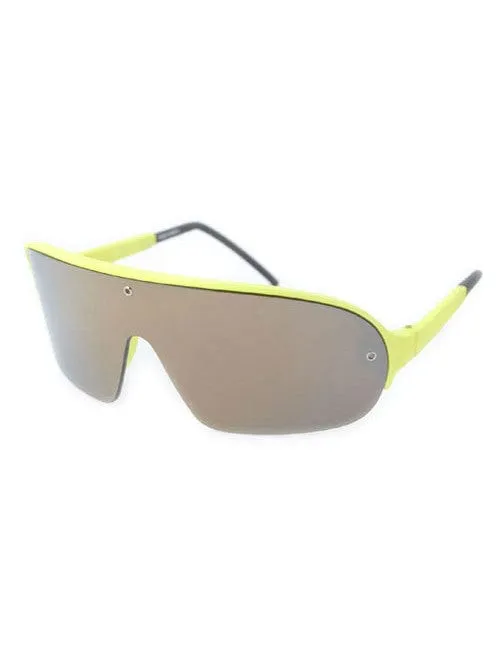 RUSH Yellow 80s Shield Sunglasses sold by Giant Vintage product image thumbnail 2