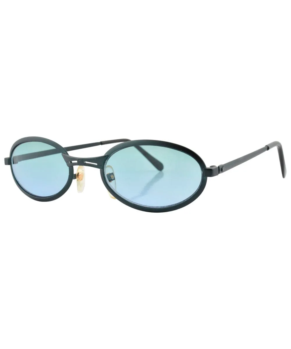 SMOOTCHIE Black/Aqua Oval Sunglasses sold by Giant Vintage product image thumbnail 2
