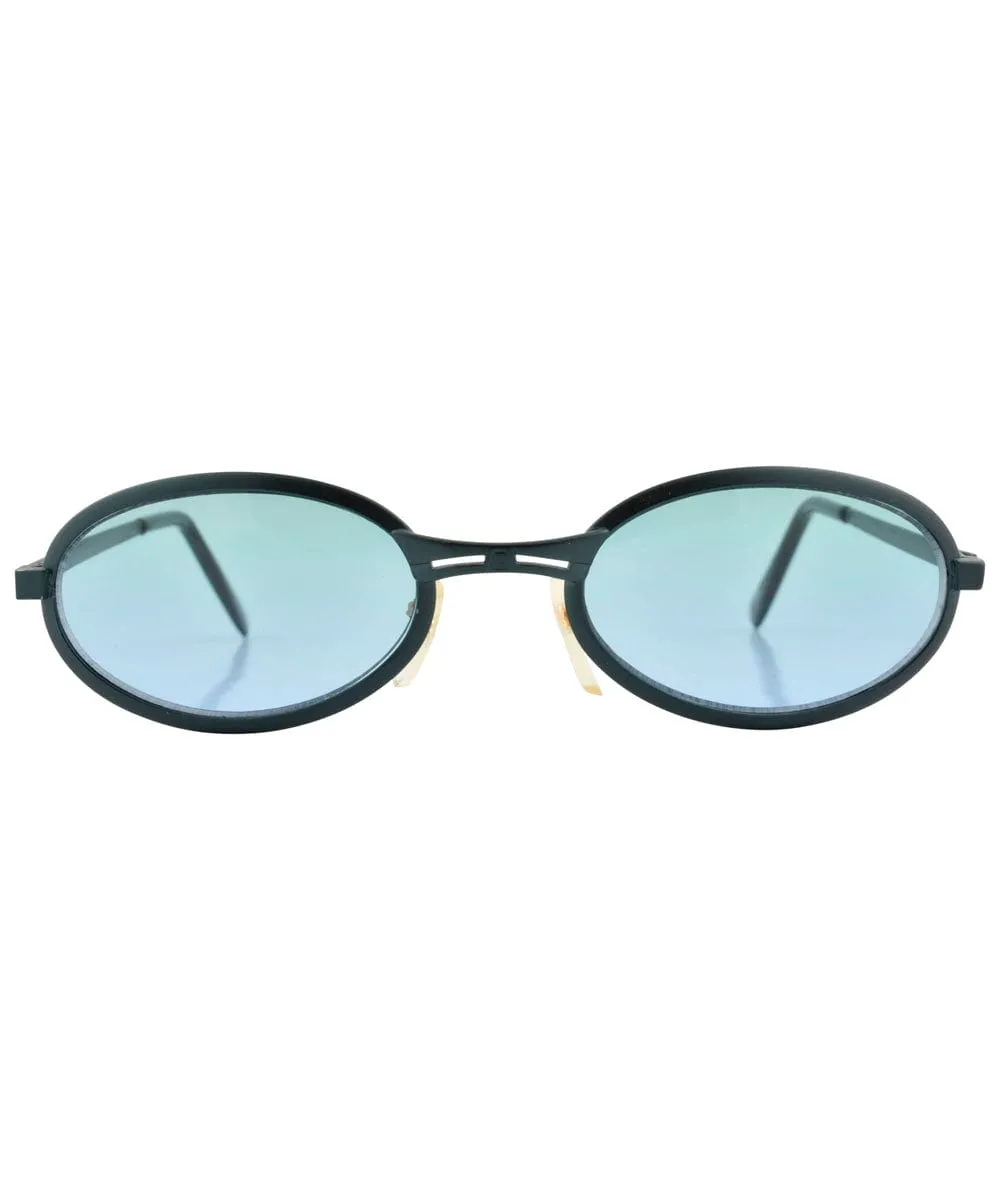 SMOOTCHIE Black/Aqua Oval Sunglasses sold by Giant Vintage product image thumbnail 3